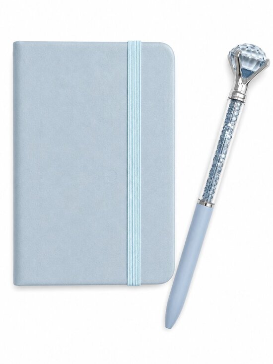 Other - Light Blue A7 Pocket Notebook & Crystal Diamond Pen Gift Set Journal Planner NEW